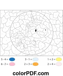 Cartoon Einhorn Addition Subtraktion Malvorlage