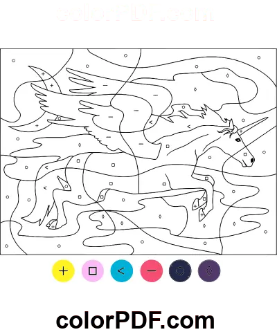 Fliegendes Einhorn Pegasus Einhorn Farbe vom Anblick Malvorlage