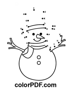 Schneemann ABC Dot To Dot Malvorlage