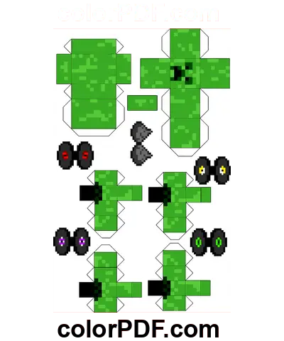 Creeper Minecraft Papierhandwerk Malvorlage