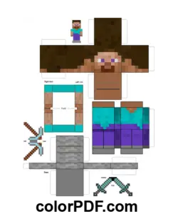 Steve Minecraft Papierspielzeug Malvorlage