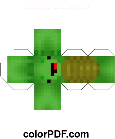 Schildkröte Minecraft Würfel Papierhandwerk Malvorlage