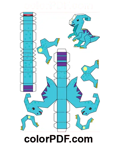 Parasaurolophus Papier Spielzeug Papierhandwerk Malvorlage