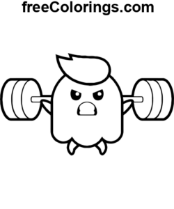Ícone emoji fantasma barbell página de colorir