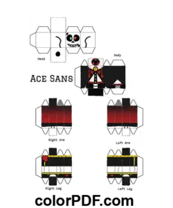 Skin de Papel Ace Sans Minecraft página de colorir