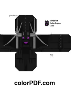 Enderdragon Cubo Papercraft página de colorir