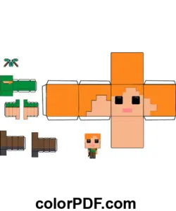 Papercraft Minecraft Alex Funko Pop página de colorir