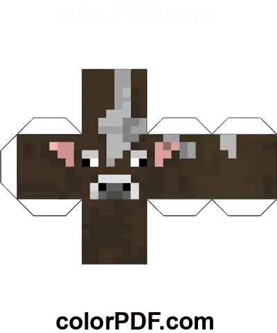 Vaca Minecraft Cubo Papercraft página de colorir