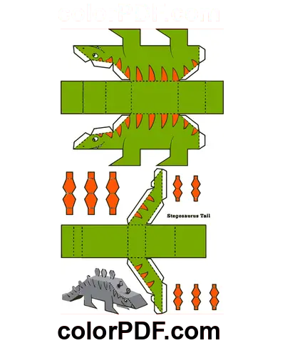 Stegosaurus Papel de Brinquedo Papercraft página de colorir