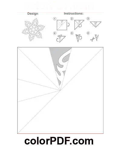 Paper Snowflake Heart Pattern Template coloring page