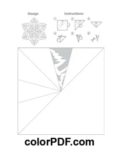 Paper Snowflake Tree Pattern Template coloring page