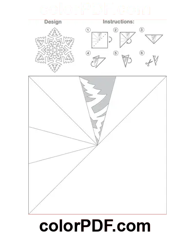 Paper Snowflake Tree Pattern Template coloring page