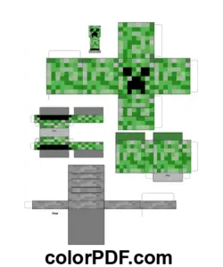 Creeper Minecraft Paper Toy Papercraft coloring page