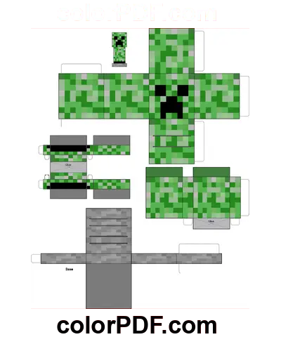 Creeper Minecraft Paper Toy Papercraft coloring page