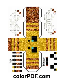 Minecraft Bee Papercraft coloring page