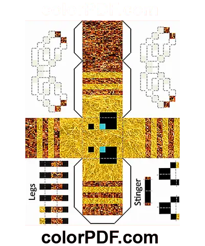 Minecraft Bee Papercraft coloring page