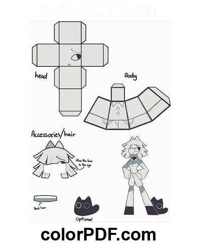 Claire Fundamental Paper Education Papercraft coloring page