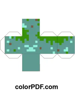 Swamp Skeleton Minecraft Cube Papercraft coloring page