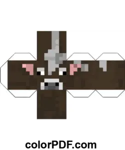 Cow Minecraft Cube Papercraft coloring page