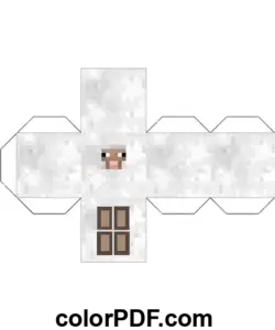 Lamb Minecraft Cube Papercraft coloring page