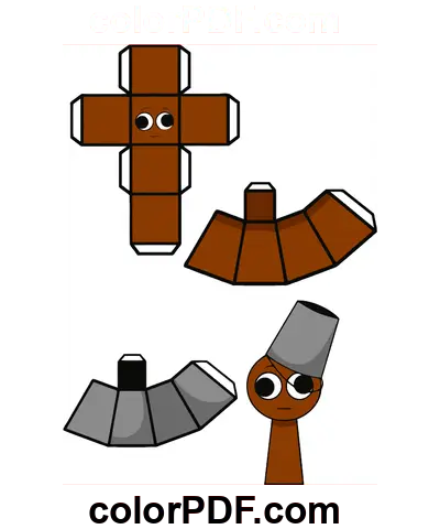 Brown Brud Sprunki Papercraft coloring page