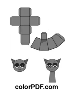 Gray Sprunki Papercraft coloring page