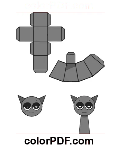 Gray Sprunki Papercraft coloring page