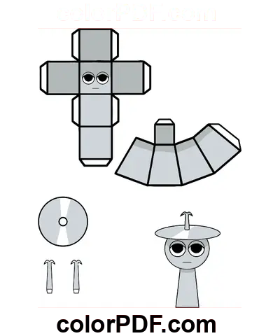 Silver Clukr Sprunki Papercraft coloring page