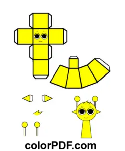 Yellow Simon Sprunki Papercraft coloring page