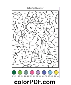 Loevly Unicornio Color Por Número página para colorear