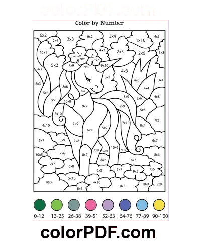 Loevly Unicornio Color Por Número página para colorear