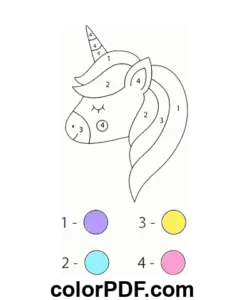 Lindo Unicornio Color Por Números página para colorear