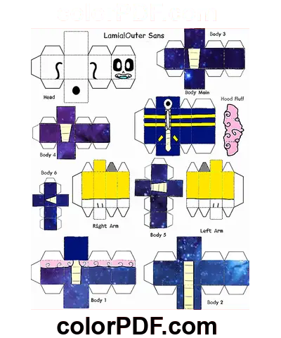 Lamia Outer Sans Minecraft Skin Papercraft página para colorear