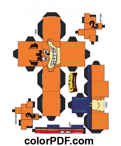 Modelo de papel Crash Bandicoot página para colorear