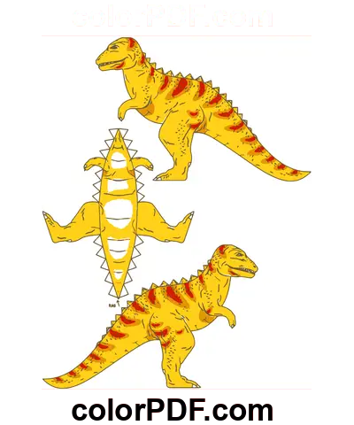 Juguete de papel Tyrannosaurus Rex página para colorear