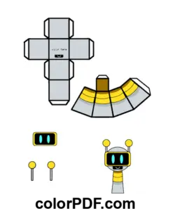 Divertido Bot Sprunki Papercraft página para colorear