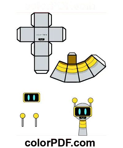 Divertido Bot Sprunki Papercraft página para colorear