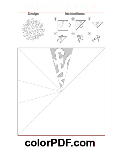 Modello di fiocco di neve di carta Modello di bastoncino di zucchero disegno da colorare