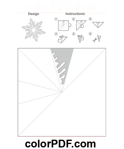 Modello di fiocco di neve di carta Modello a felce disegno da colorare