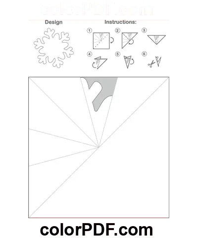 Modello di fiocco di neve di carta modello arrotondato disegno da colorare