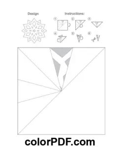 Modello geometrico di fiocco di neve di carta disegno da colorare