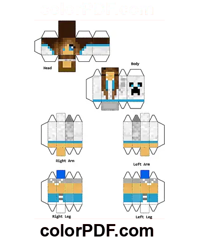 Minecraft Skin Papercraft disegno da colorare