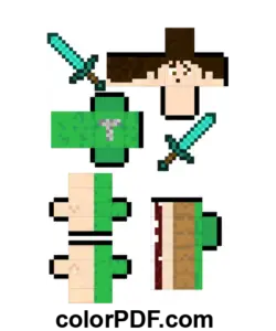 Modello di carta Minecraft Tobuscus disegno da colorare