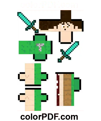 Modello di carta Minecraft Tobuscus disegno da colorare