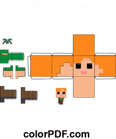 Papercraft Minecraft Alex Funko Pop disegno da colorare