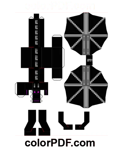 Ender Drago Minecraft Papercraft disegno da colorare