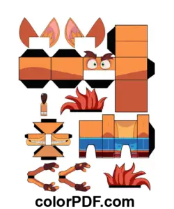 Crash Bandicoot Papercraft disegno da colorare