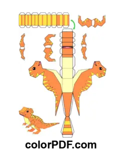 Dinosauro Giocattolo di Carta Papercraft disegno da colorare