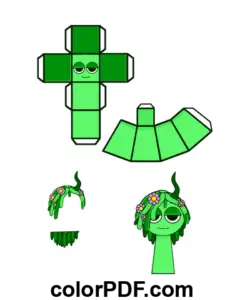 Verde Vineria Sprunki Papercraft disegno da colorare