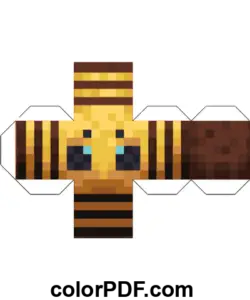 Bee Minecraft Cube Papirhåndverk fargelegge